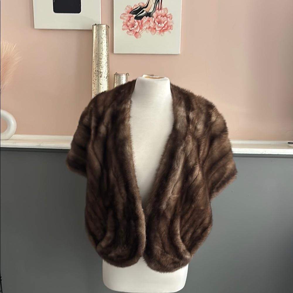 Elegant Brown Fur Shawl